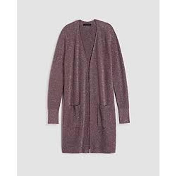 New Ann Taylor XSmall Shimmer Open Cardigan Sweater in Toasted Taupe Brown Long - Picture 11 of 11